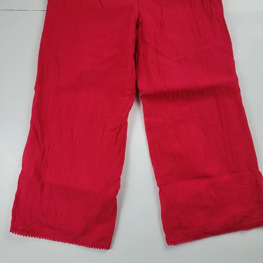 Polo Ralph Lauren Girls Gauze Pant Size 7 Wide Leg Pull On Summer